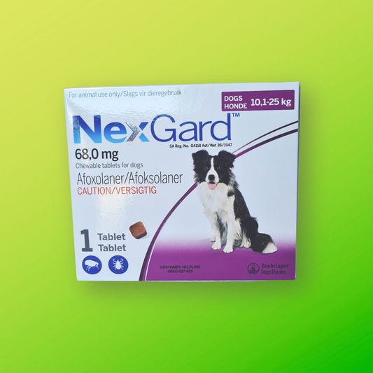 NexGard Chewables Tick & Flea Control for Medium Dogs (10,1 to 25kg) - 1 Tablet